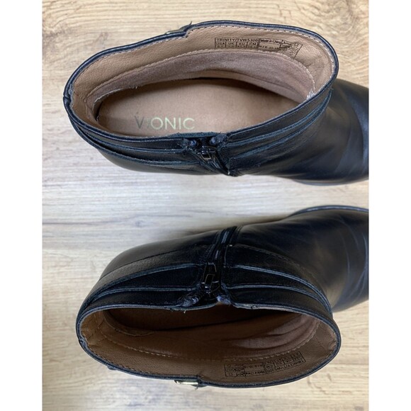 Vionic Women's Trinity Black Leather Ankle Boots Sz 9.5 Gold Buckle Straps Shors - Picture 13 of 16